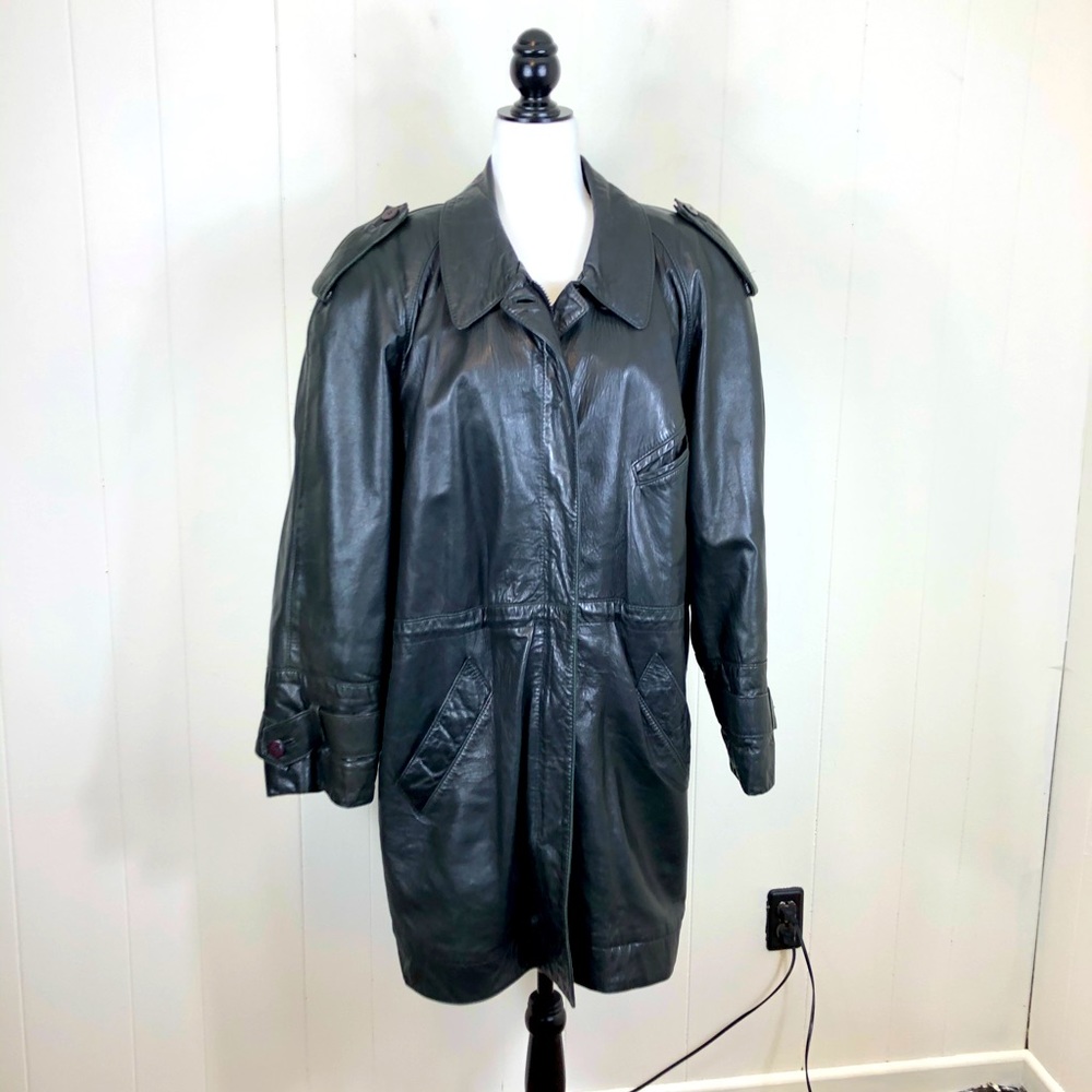 Vintage Leather Long Jacket Sz L